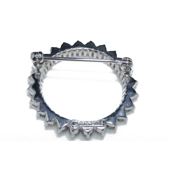 Vintage Panetta Blue Clear Rhinestone Wreath Brooch Rhodium Plated 1960s - Picture 9 of 10